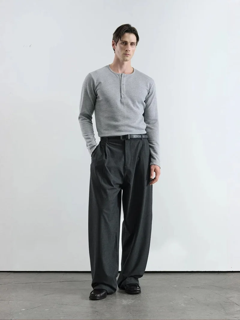 جيستو GIESTO Wide Leg Striped Pleated Pants